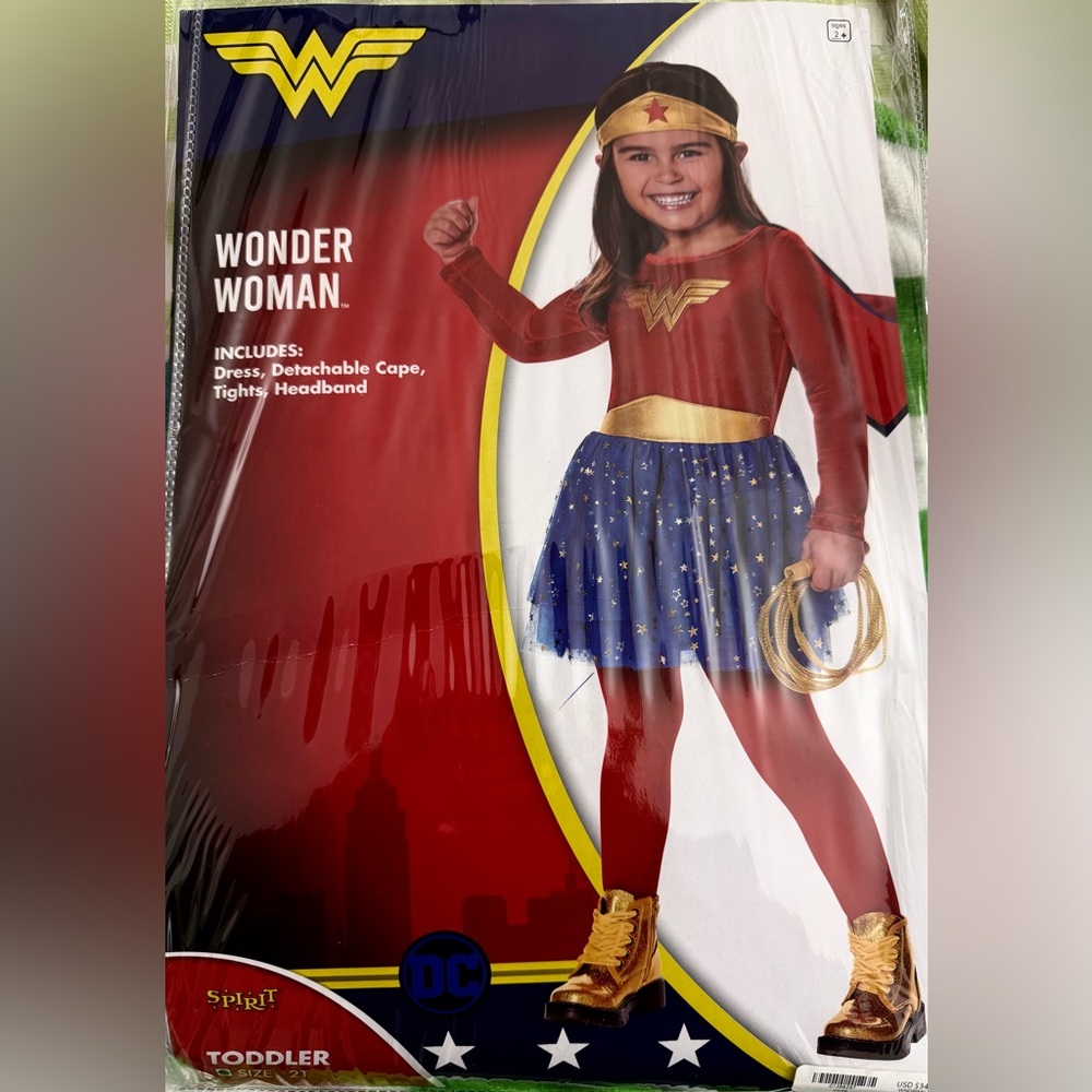NEW Wonder Woman Halloween Costume Brand New Never Opened Super Hero Size 2T